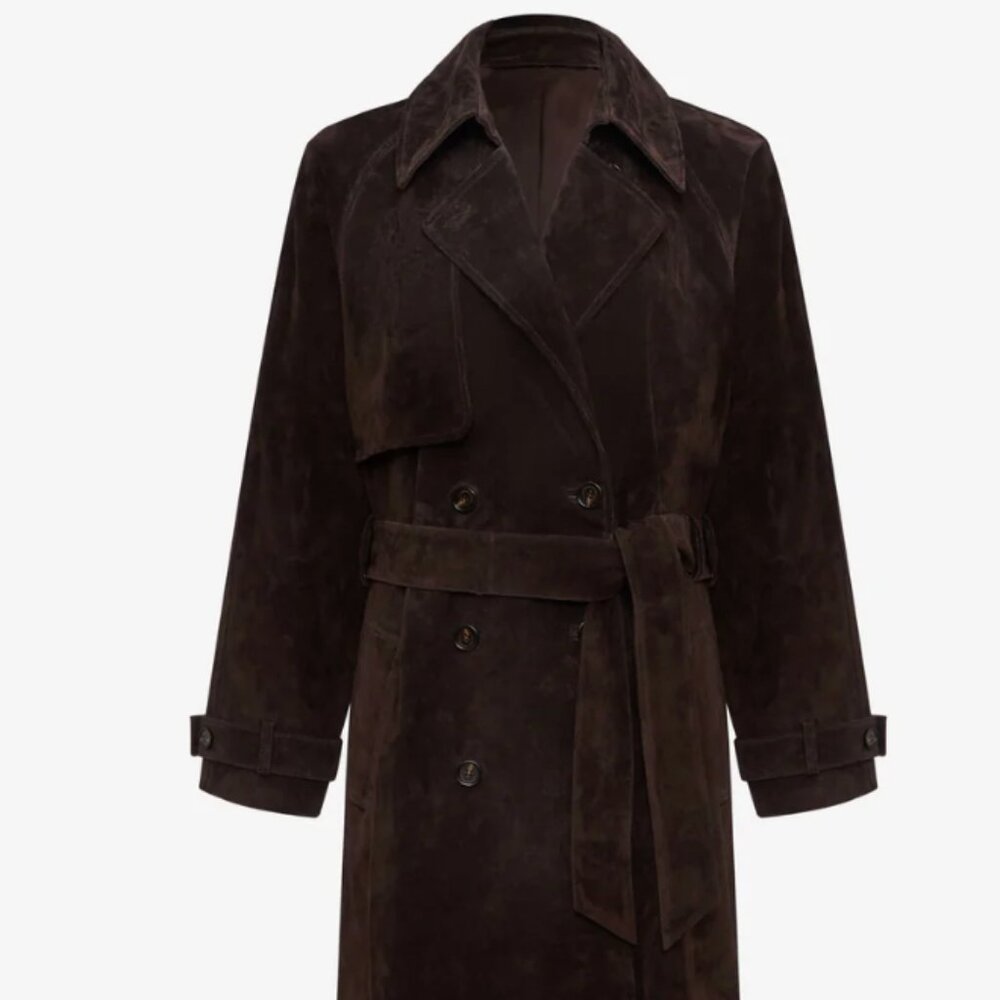 Rumored Kennedy Trench – Espresso Suede – Size M – NWT